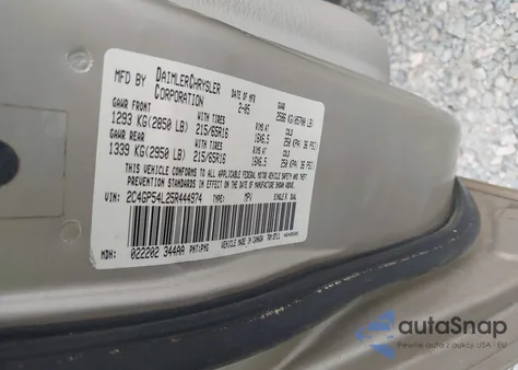 2005 Chrysler Town & Country Touring из США, поврежденный, VIN 2C4GP54L25R444974